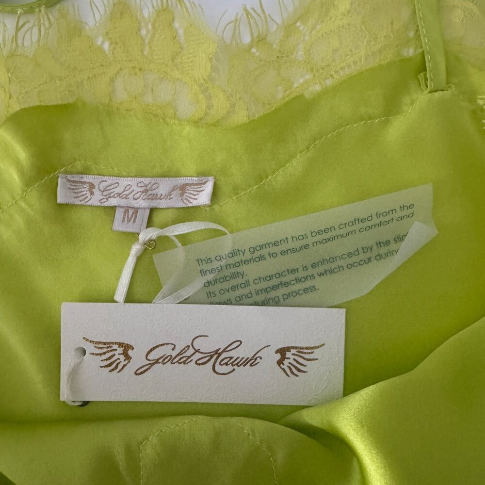 Gold Hawk Coco Lace Silk Cami Lime NWT, Size M - Picture 13 of 16